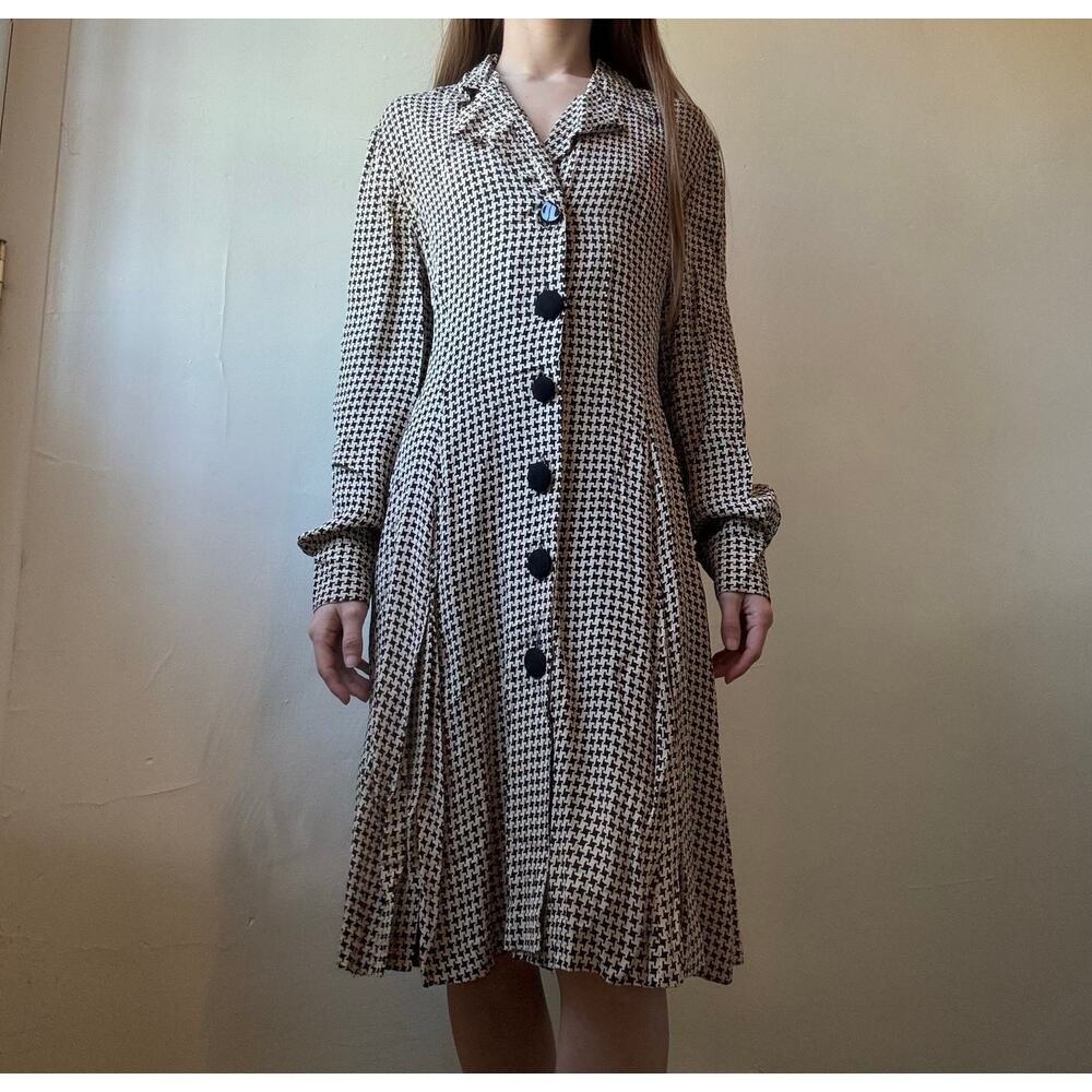 Vintage Ann Taylor Laundry houndstooth drop waist dress. 90s size women’s 4